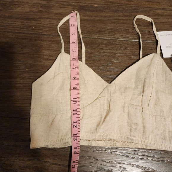 Japna cream rayon v neck crop top adjustable spaghetti strap NWT Med - Picture 8 of 9